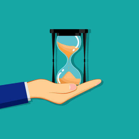 Hands give an hourglass. Time concept vector illustration epsのイラスト素材