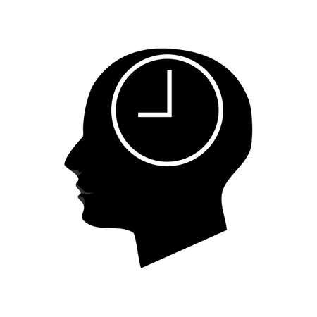Thinking time in head on white background vector illustrationのイラスト素材