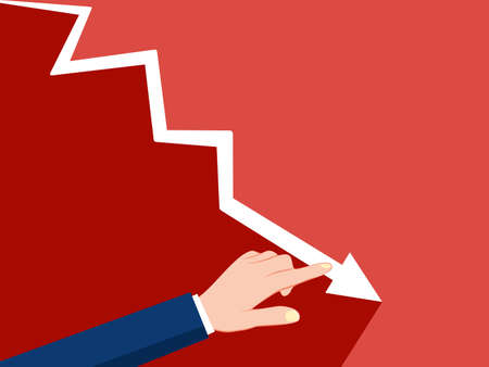 Businessman graph declines. Symbol of failure vector illustrationのイラスト素材