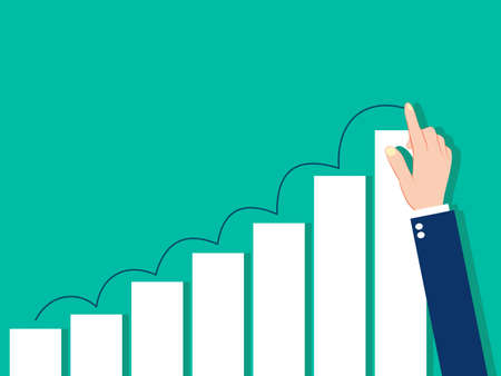 Hand painted growth ladder. Business growth vectorのイラスト素材