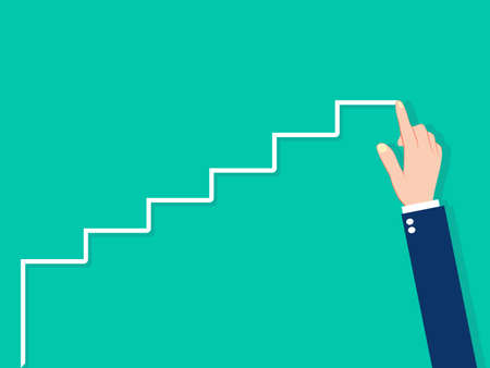 Hand painted growth ladder. Business growth vectorのイラスト素材