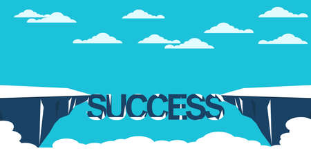 Successful words lie between the cliffs. Concept for success. Vector.のイラスト素材