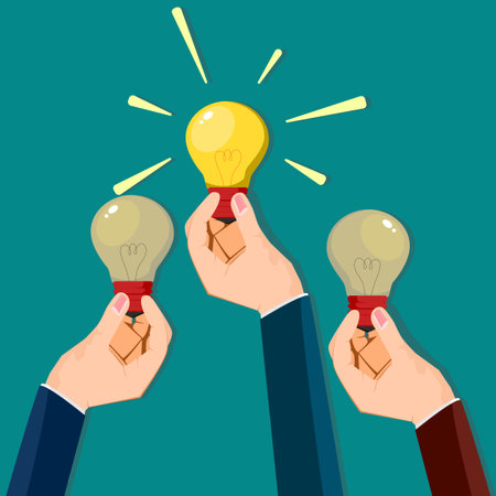 The business man hand grabs the light bulb. The ultimate business idea Vector.のイラスト素材