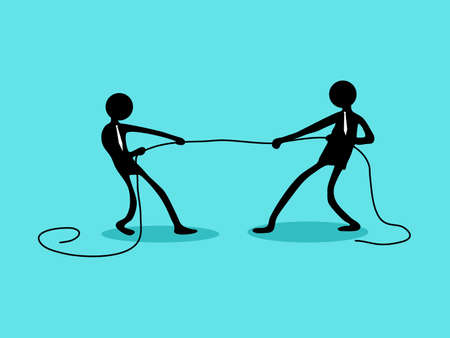 The businessman pulls the rope. Business competition concept