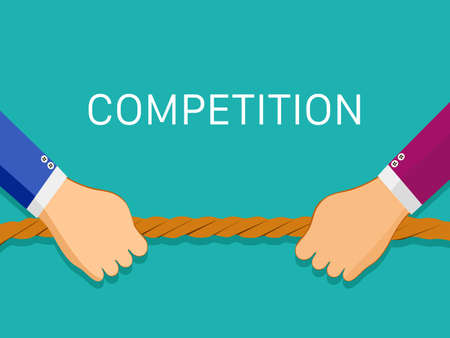 The businessman pulls the rope. Business competition concept vector