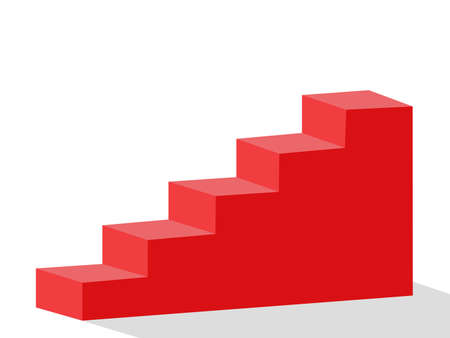 Five levels of red stairs isolated on white background. vectorのイラスト素材