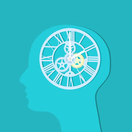 The clock in the human head. Time management concepts and deadlinesのイラスト素材