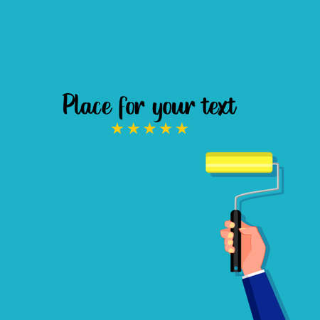 A person hand holding a paint roller isolated on a white background vector illustrationのイラスト素材