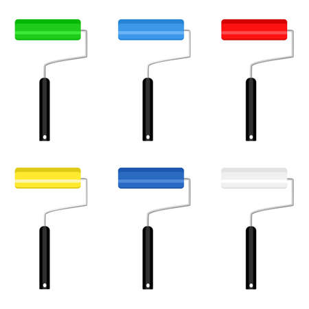 Set of colorful paint roller brushes. vector illustrationのイラスト素材