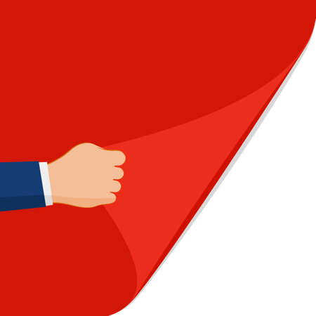 Hands opening a blank red page on a white background. change the concept vectorのイラスト素材