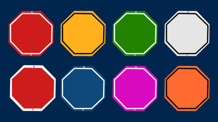 set of multicolored road signs isolated on background vector illustrationのイラスト素材
