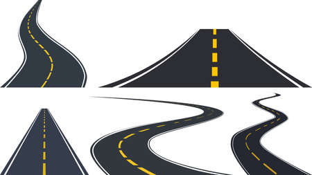 Set of Bending roads and highways isolated on white background. road vector illustrationのイラスト素材