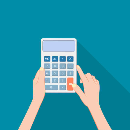 Humans are using calculators. vector illustration. business and finance concept vectorのイラスト素材