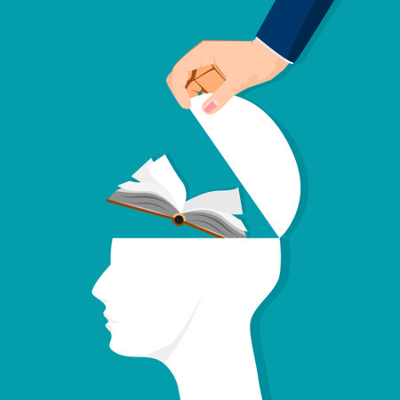 The human brain opens with a book. Learning concepts. vector illustration. business conceptのイラスト素材