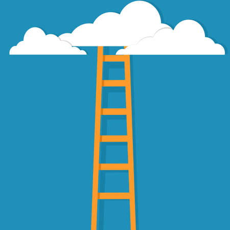 The stairs leading to the clouds. Symbol of new opportunities or career ladder. business conceptのイラスト素材