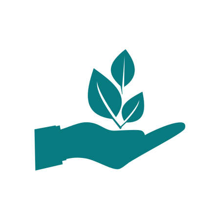 sprout in a hand sign of environmental protection. environmental icon vector. nature conceptのイラスト素材
