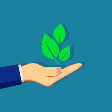 The tree is on the hand. environmental protection concept. vector illustration. nature conceptのイラスト素材