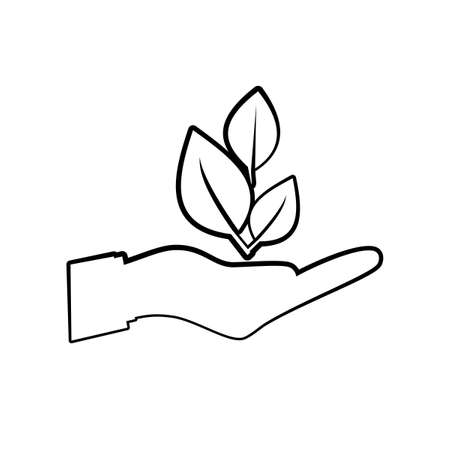 sprout in a hand sign of environmental protection. environmental icon vector. nature conceptのイラスト素材