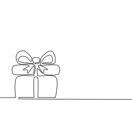 Draw a continuous line of gift box. Celebration concept. gift box vector illustrationのイラスト素材