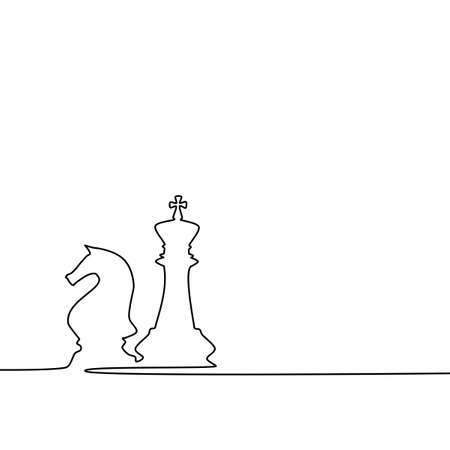 Draw a continuous line of chess. Excellence concept of business strategy. business strategy vectorのイラスト素材