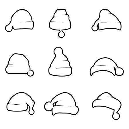 Set of Silhouette Santa Claus Christmas Hat isolated on the background. Christmas Hat vectorのイラスト素材