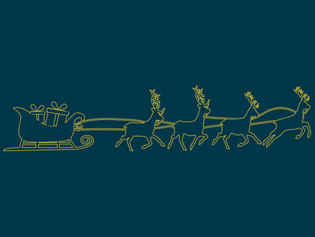 On a sleigh full of gifts and reindeer. Happy New Year. Merry Christmas vector illustrationのイラスト素材