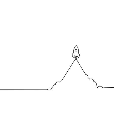 The rocket is soaring. Launch and Startup Ideas. Launch vector illustrationのイラスト素材