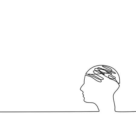 Draw a continuous line of the head. concept of people. head vector illustrationのイラスト素材
