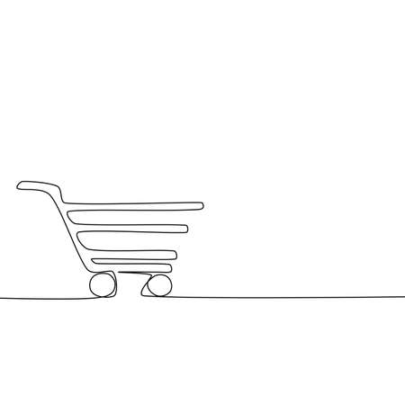 Draw a continuous line of the shopping cart. Online shopping concept. shopping cart vector illustrationのイラスト素材