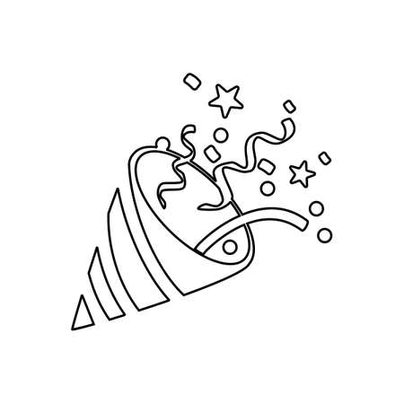 Party popper with confetti icon. birthday cracker symbol. confetti vector illustrationのイラスト素材