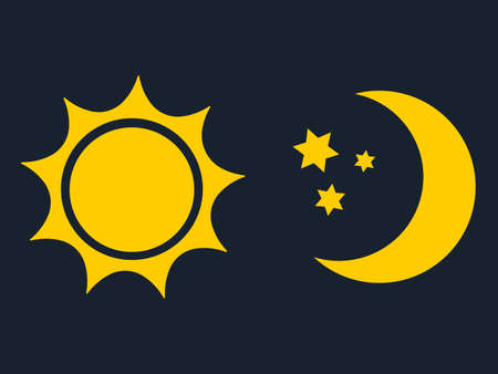 Sun and moon icon. Vector logo for web design. sun Vector illustrationのイラスト素材