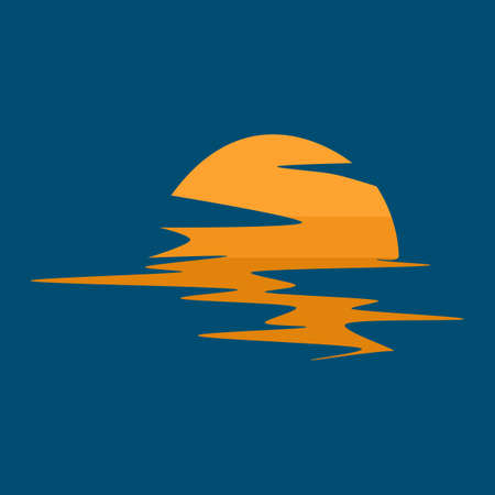 Sunset over sea. Sunset isolated on background. sunset vector illustrationのイラスト素材