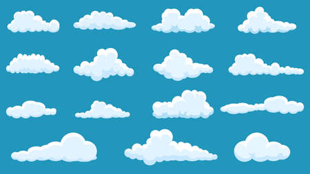 clouds collection isolated on blue sky panorama. vectorのイラスト素材
