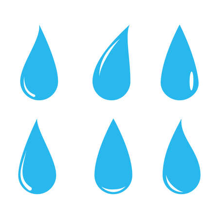 blue water drop icons set on white background. water vectorのイラスト素材