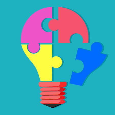 light bulb jigsaw puzzle  icon. vector illustration epsのイラスト素材