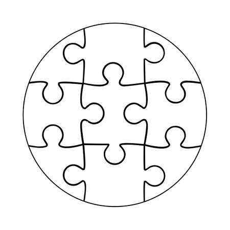 Round jigsaw. Jigsaw puzzle with thinking puzzle game. vector illustrationのイラスト素材