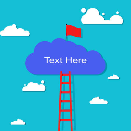 Stairs lead to clouds with red flags. success concept background. vectorのイラスト素材