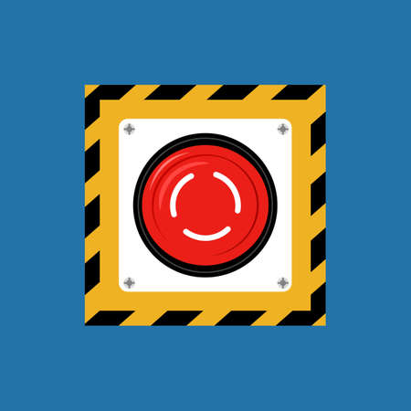 Red emergency button. emergency stop button Disaster Prevention Vector