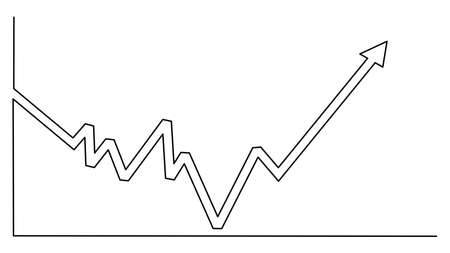 Draw a continuous line of the growth graph. Bull market concept. vectorのイラスト素材