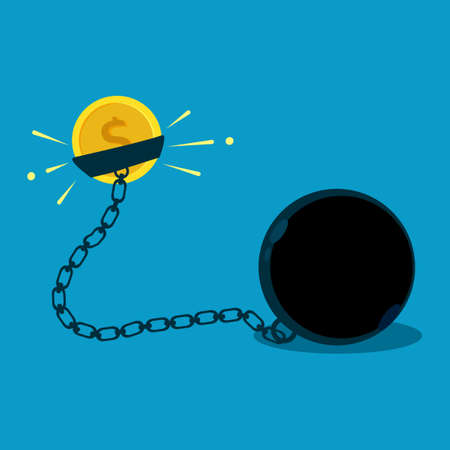 The money is chained to the weight. currency appreciation. financial conceptのイラスト素材