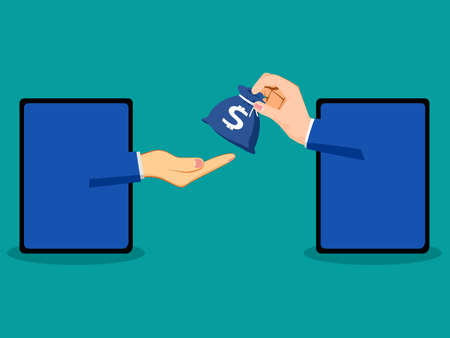 Pay and shop online. Trading through IT equipment. shoping concept. vector illustrationのイラスト素材