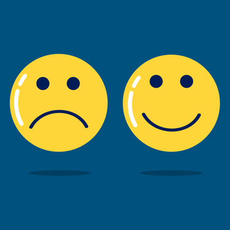 Happy faces and sad faces. isolated on the background. vectorのイラスト素材