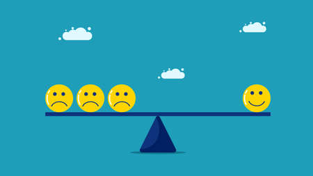 optimism or positive thinking. Balancing happiness and sadness. vectorのイラスト素材