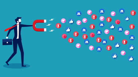 Businessmen use magnets to attract people. concept of persuasion. vector illustrationのイラスト素材