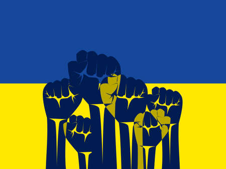 Raise your hand on the Ukrainian nationality. ukraine independence day banner with modern designのイラスト素材
