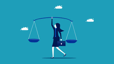 Business woman holding scales. business justice concept. business vector. illustrationのイラスト素材
