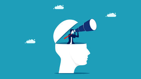 Use binoculars to see your business vision. The brain sees a business opportunity. vectorのイラスト素材