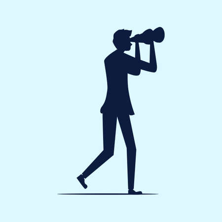 Silhouette of a man looking through a binoculars. concept of opportunity