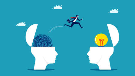 Change your mindset. A Businessman escaping the hustle and bustle. vector illustrationのイラスト素材