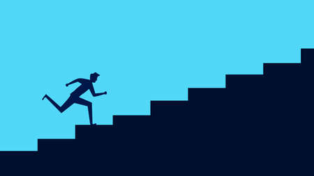 commitment. Silhouette of a man running on the stairs. business concept vector illustrationのイラスト素材